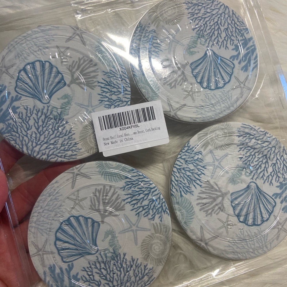 Coastal Blue and White Shell Coasters